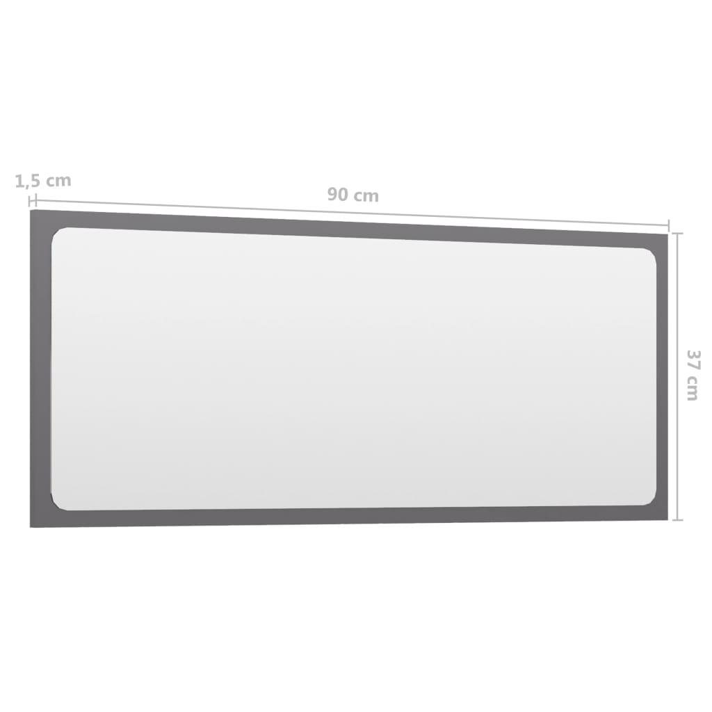 Bathroom Mirror High Gloss Grey 90x1.5x37 cm Engineered Wood