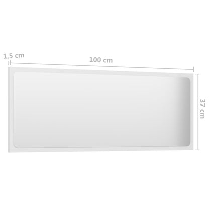 Bathroom Mirror High Gloss White 100x1.5x37 cm Engineered Wood