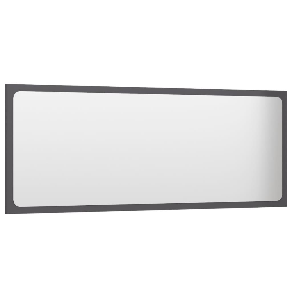 Bathroom Mirror High Gloss Grey 100x1.5x37 cm Engineered Wood
