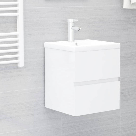 Sink Cabinet High Gloss White 41x38.5x45 cm Engineered Wood