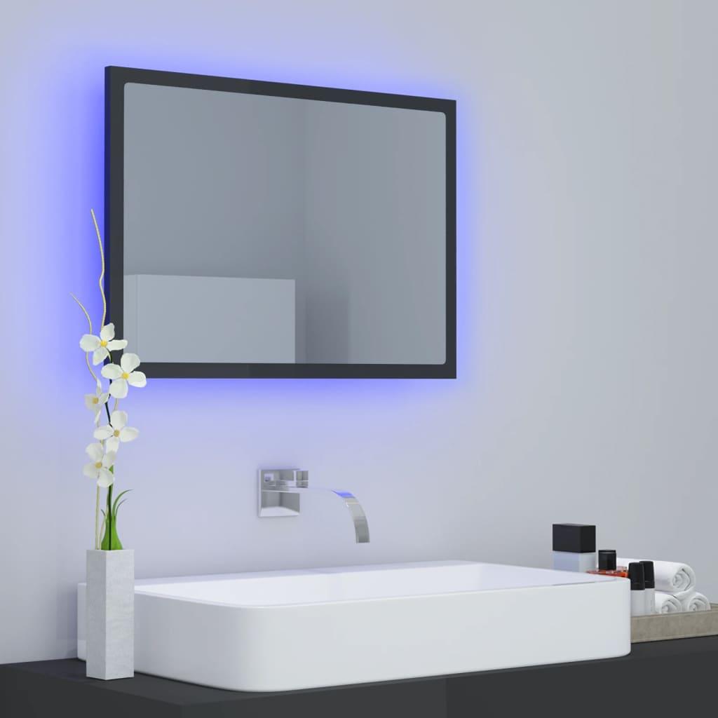 LED Bathroom Mirror High Gloss Grey 60x8.5x37 cm Acrylic