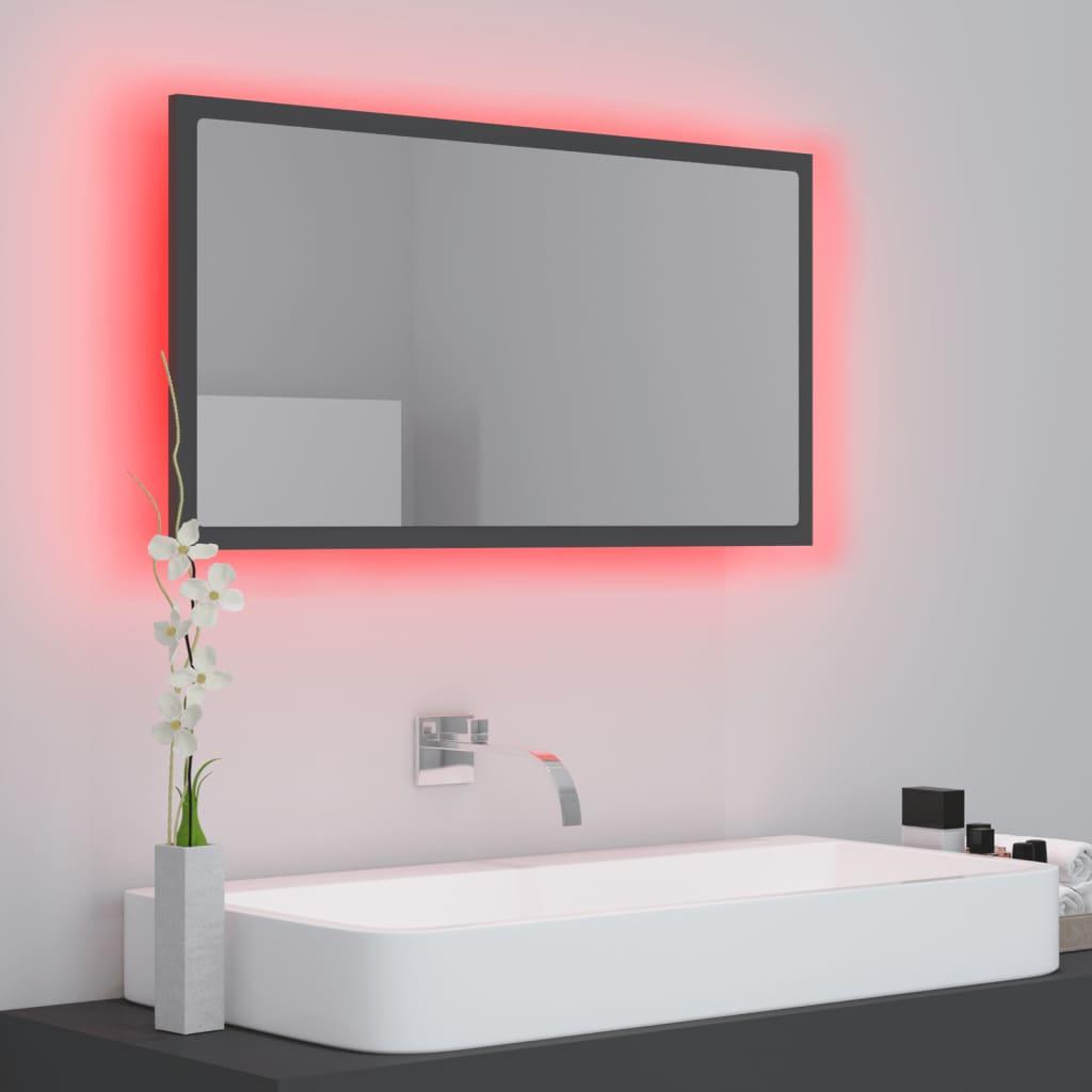 LED Bathroom Mirror Grey 80x8.5x37 cm Acrylic