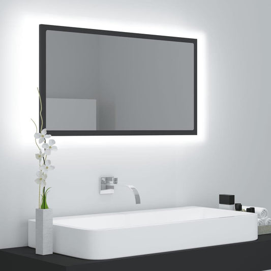 LED Bathroom Mirror Grey 80x8.5x37 cm Acrylic