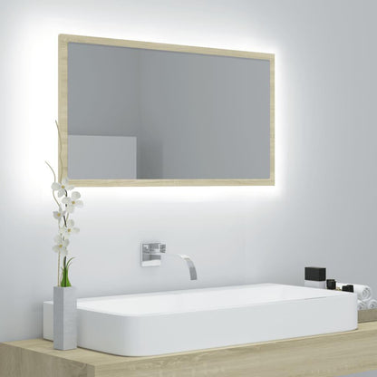 LED Bathroom Mirror Sonoma Oak 80x8.5x37 cm Acrylic