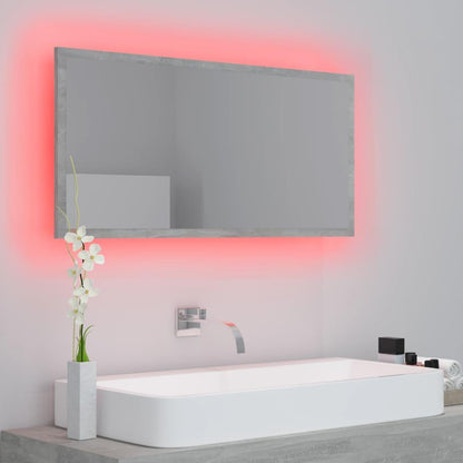 LED Bathroom Mirror Concrete Grey 90x8.5x37 cm Acrylic