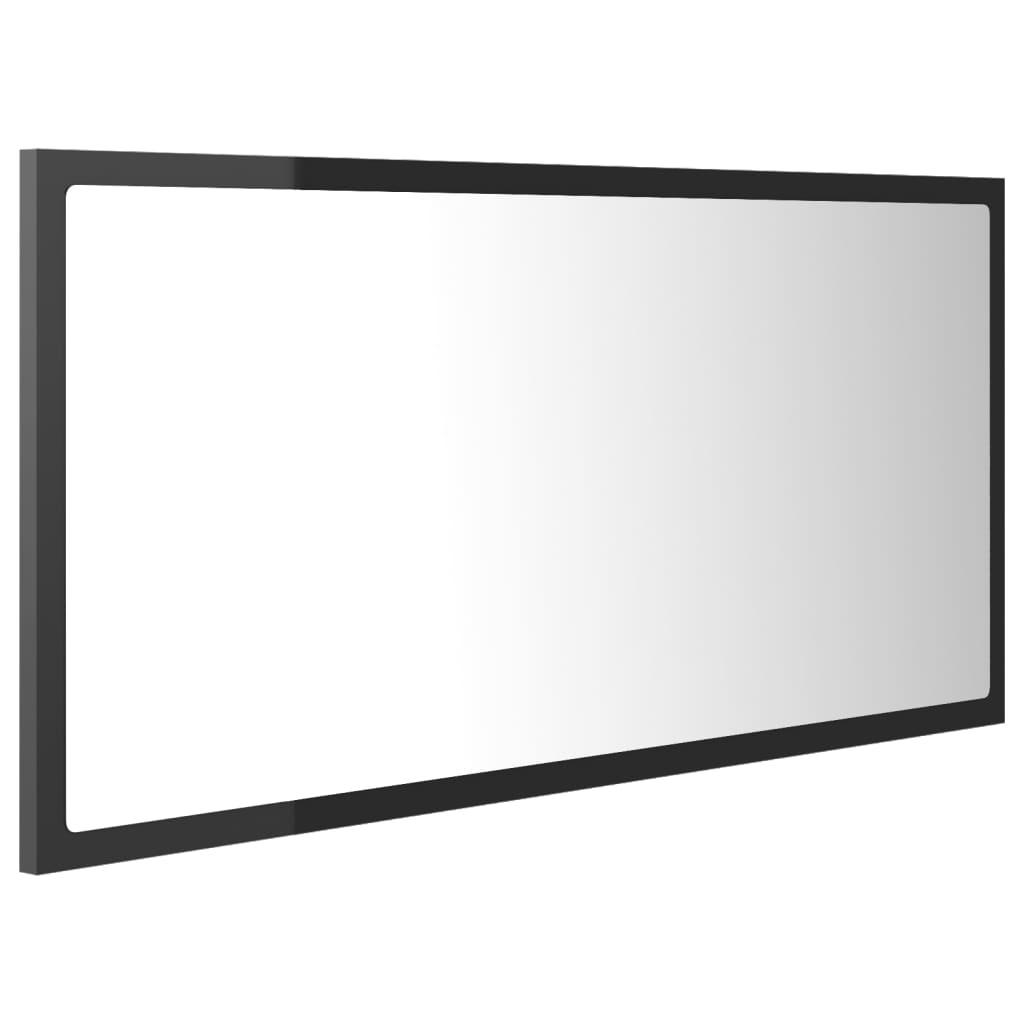 LED Bathroom Mirror High Gloss Grey 90x8.5x37 cm Engineered Wood