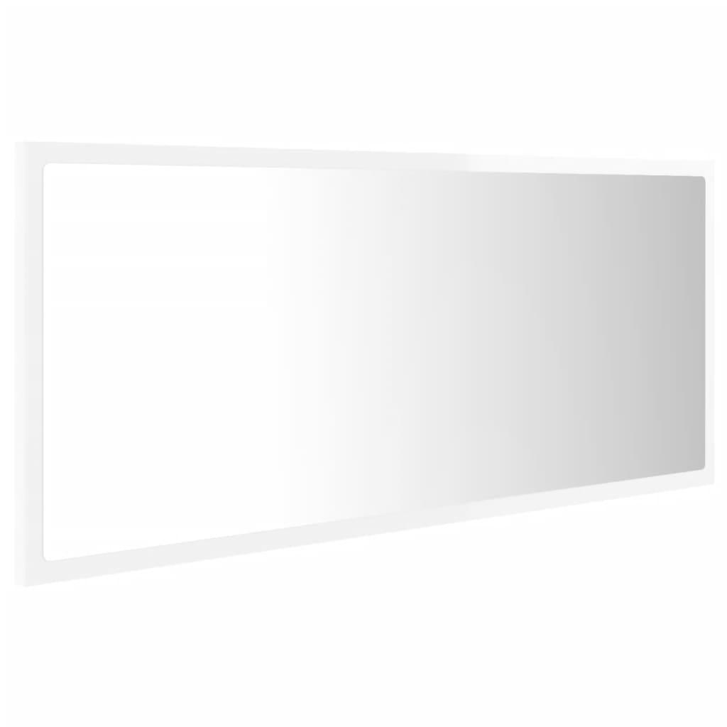 LED Bathroom Mirror High Gloss White 100x8.5x37 cm Engineered Wood
