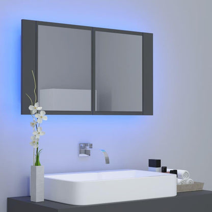 LED Bathroom Mirror Cabinet Grey 80x12x45 cm Acrylic
