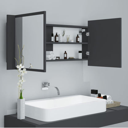 LED Bathroom Mirror Cabinet Grey 100x12x45 cm Acrylic