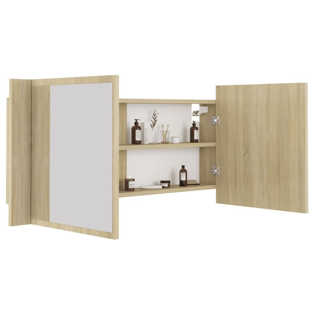 LED Bathroom Mirror Cabinet Sonoma Oak 100x12x45 cm Acrylic