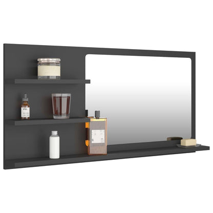 Bathroom Mirror Grey 90x10.5x45 cm Engineered Wood