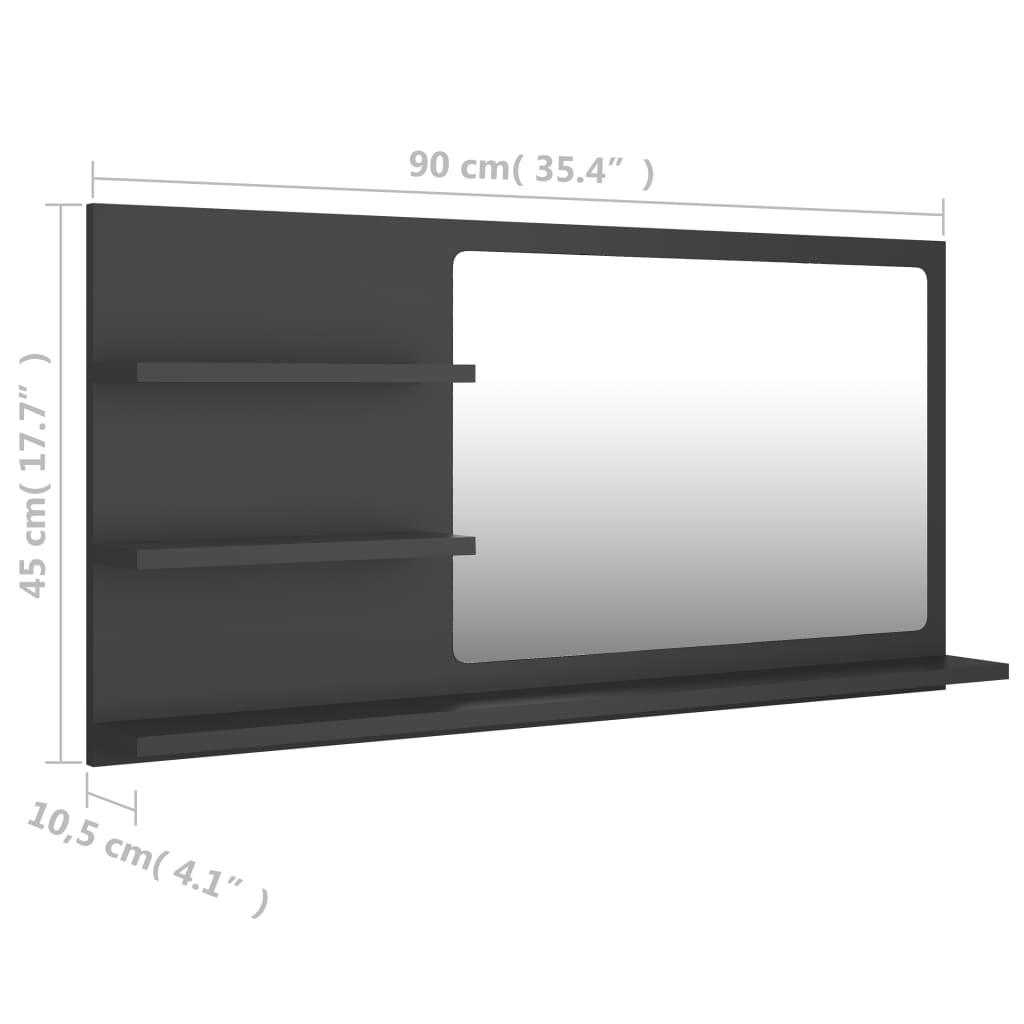 Bathroom Mirror Grey 90x10.5x45 cm Engineered Wood
