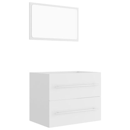 2 Piece Bathroom Furniture Set White Engineered Wood