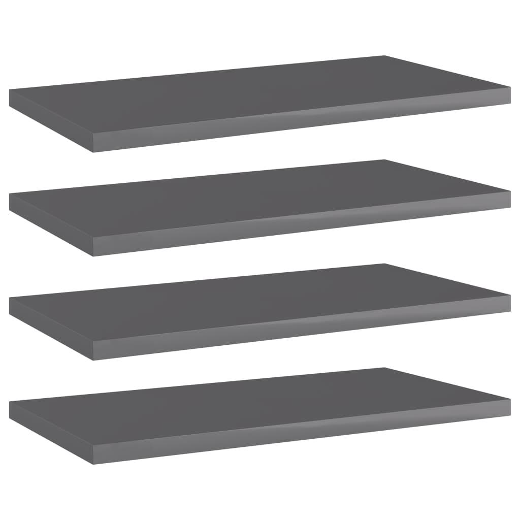 Bookshelf Boards 4 pcs High Gloss Grey 40x20x1.5 cm Engineered Wood