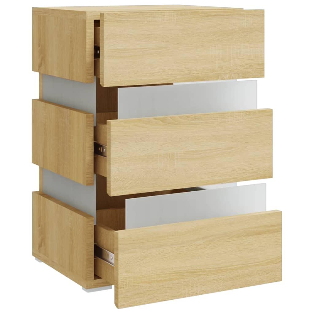 LED Bedside Cabinet Sonoma Oak 45x35x67 cm Engineered Wood