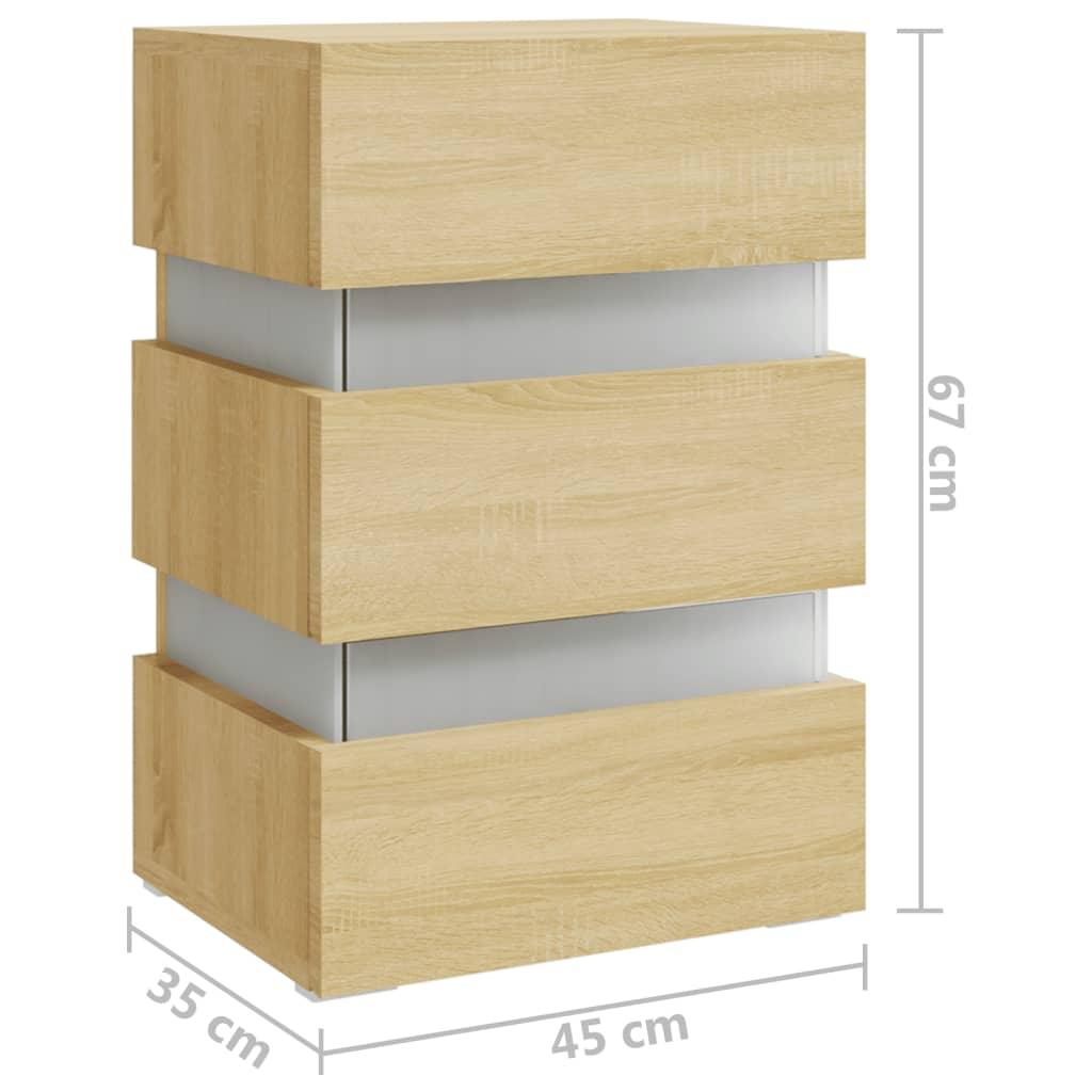 LED Bedside Cabinet Sonoma Oak 45x35x67 cm Engineered Wood
