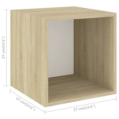 Wall Cabinet White and Sonoma Oak 37x37x37 cm Engineered Wood