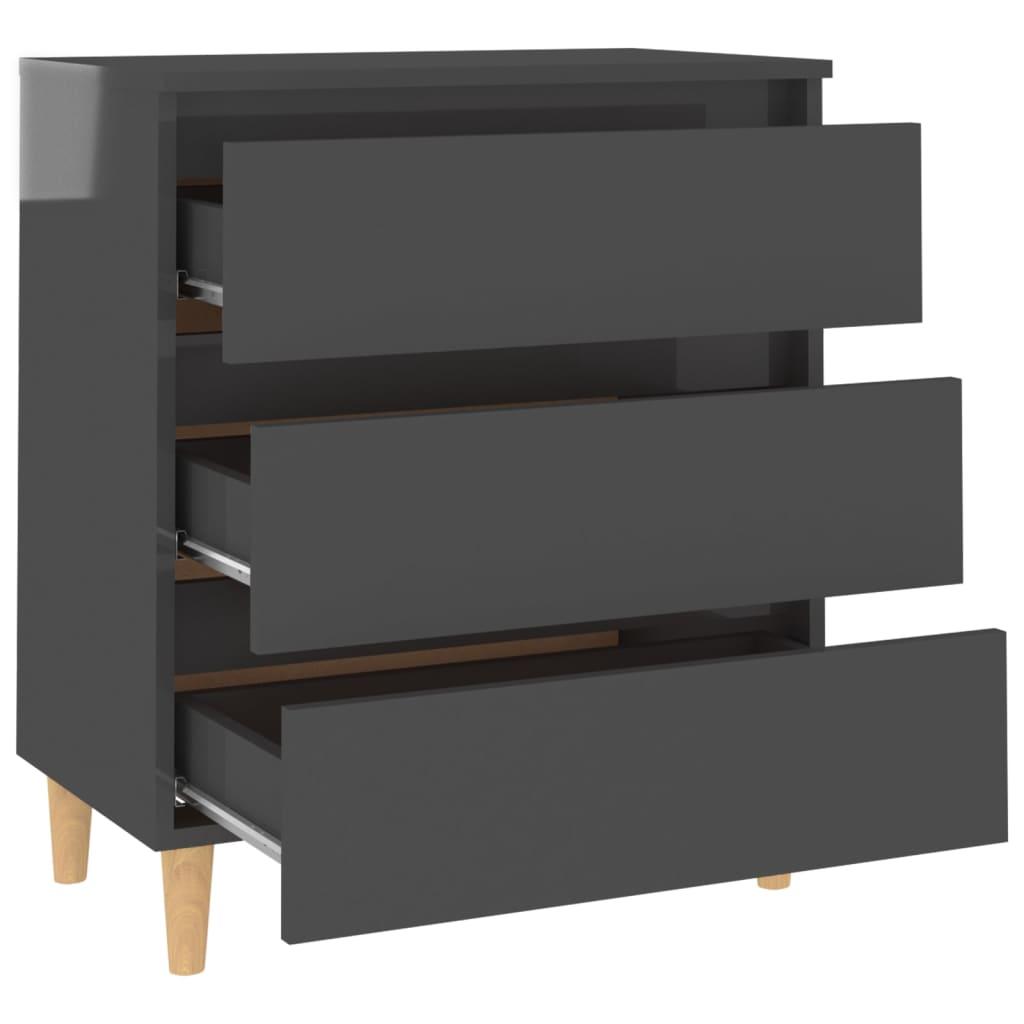 Sideboard High Gloss Grey 60x35x69 cm Engineered Wood