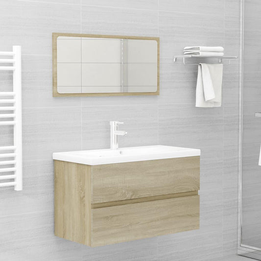 Bathroom Furniture Set Sonoma Oak Engineered Wood