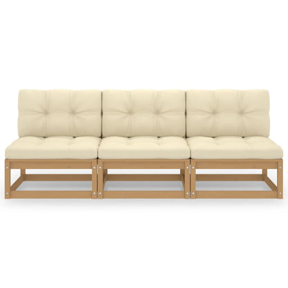 3-Seater Sofa with Cushions Solid Pinewood
