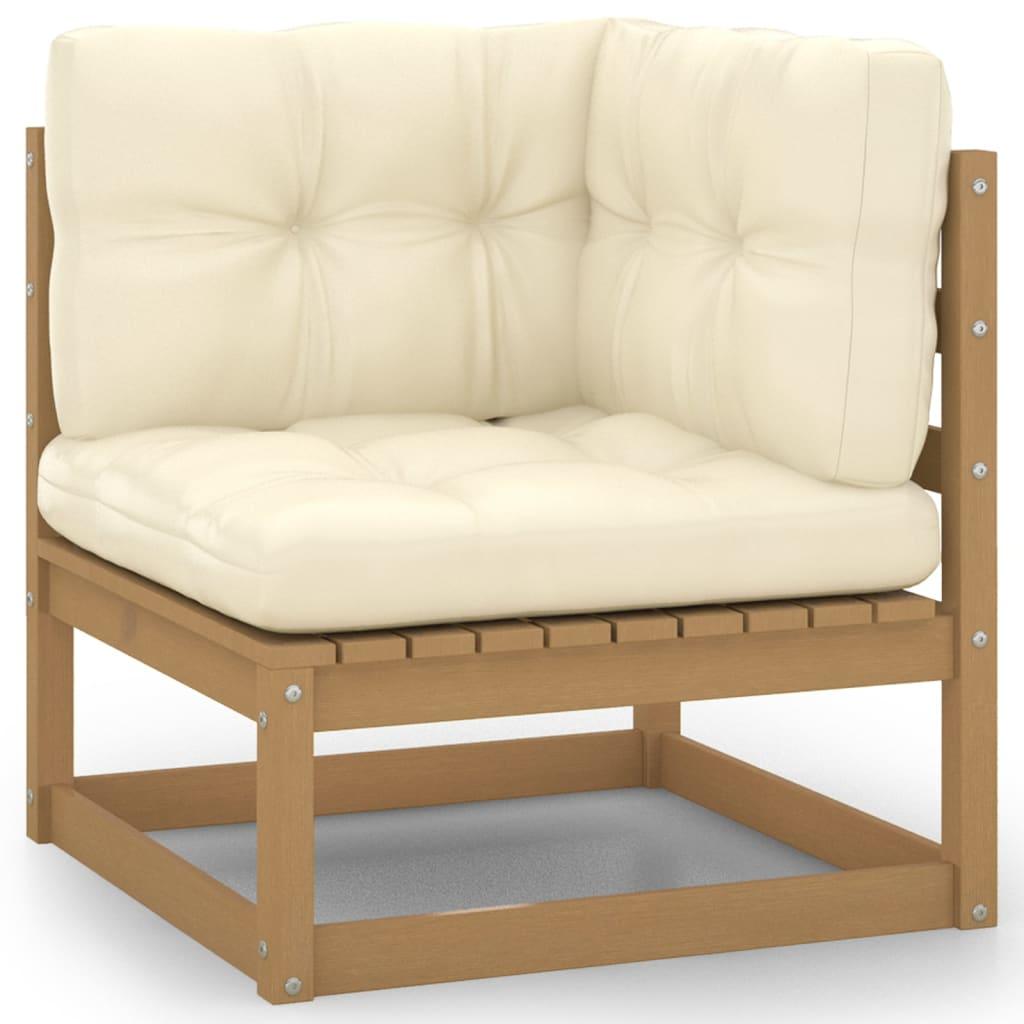 9 Piece Garden Lounge Set & Cushions Honey Brown Solid Pinewood