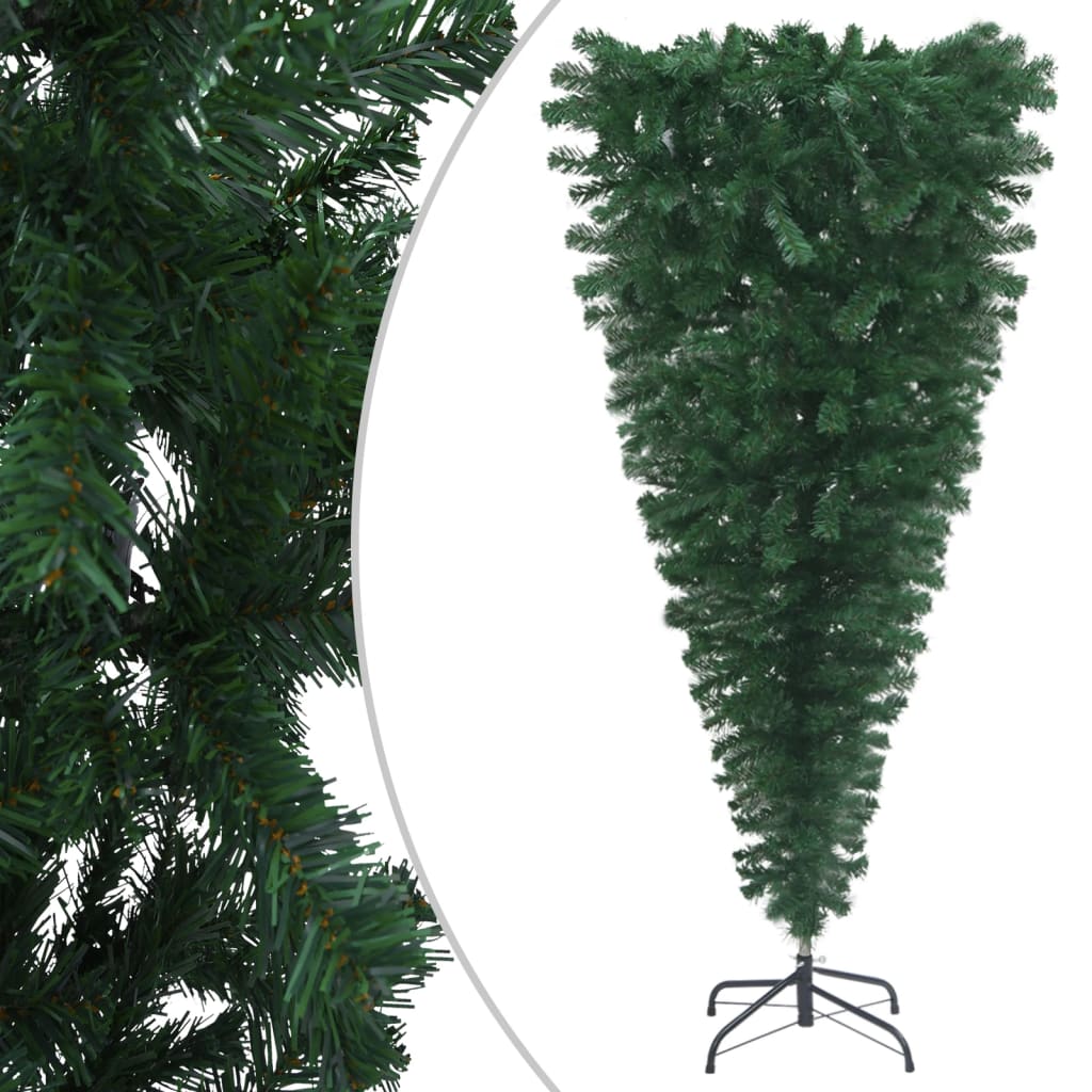 Upside-down Artificial Pre-lit Christmas Tree with Ball Set 210 cm