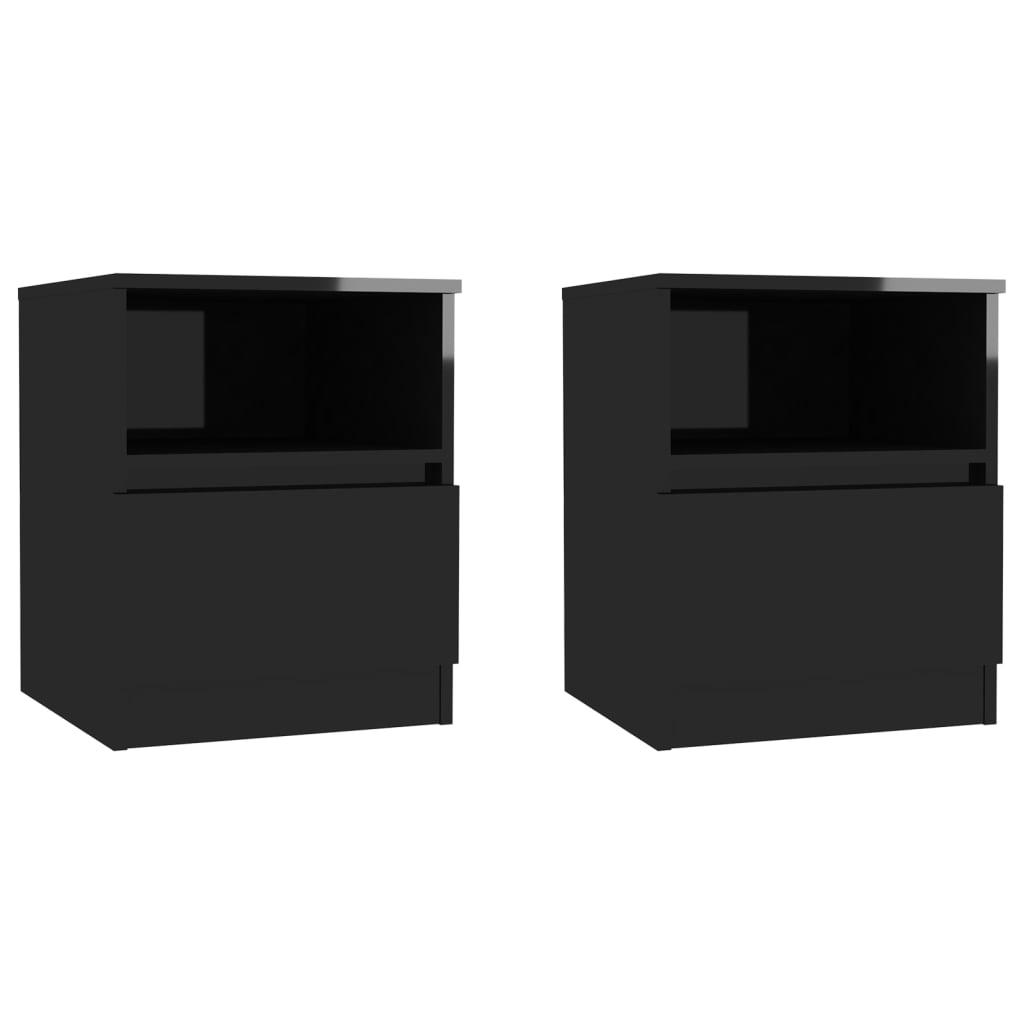 Bed Cabinets 2 pcs High Gloss Black 40x40x50 cm Engineered Wood
