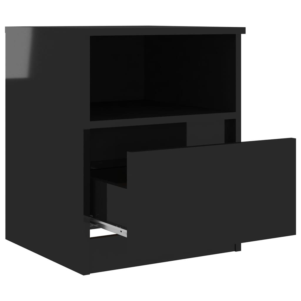 Bed Cabinets 2 pcs High Gloss Black 40x40x50 cm Engineered Wood