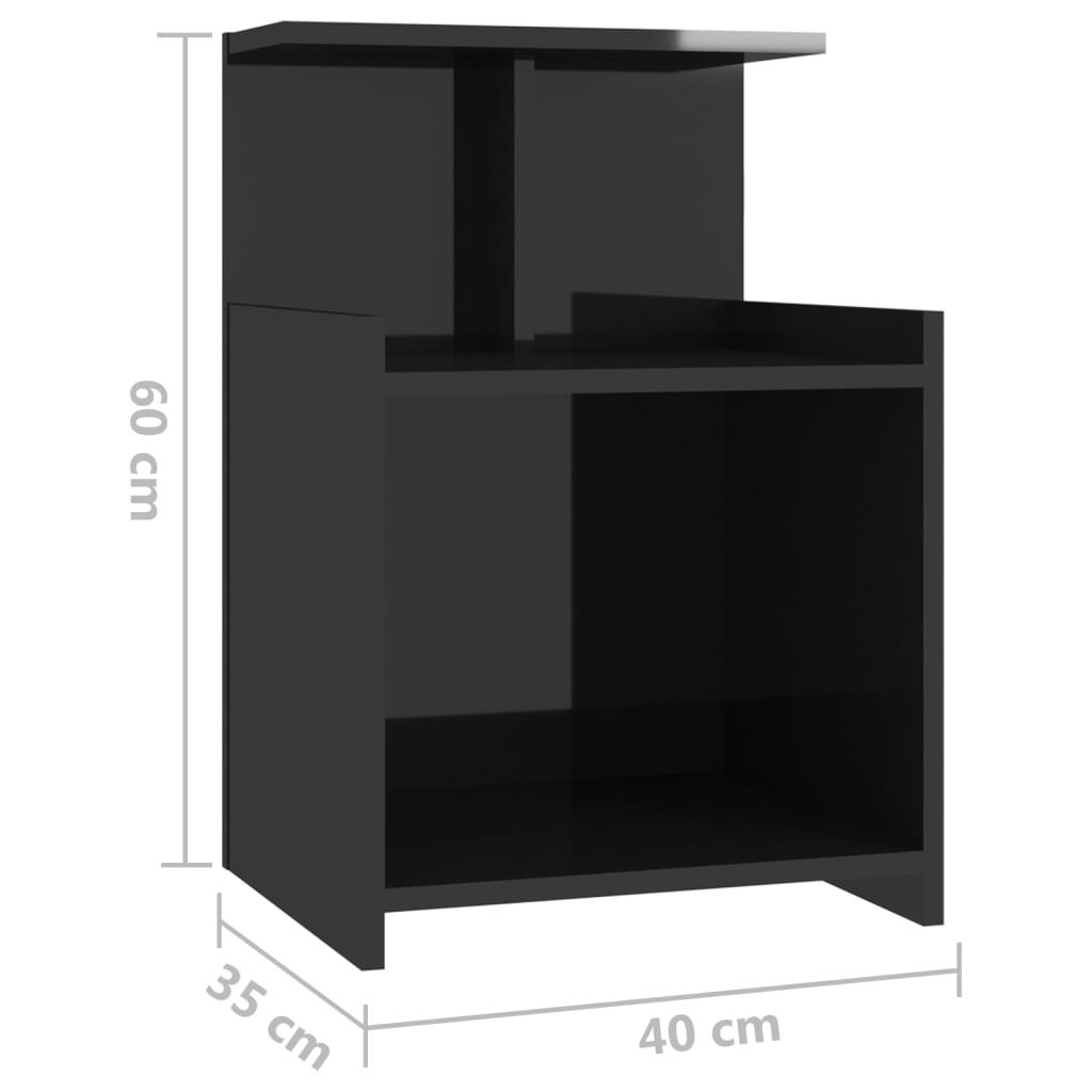 Bed Cabinet High Gloss Black 40x35x60 cm Engineered Wood