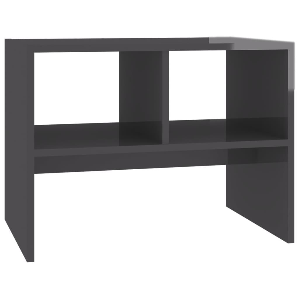 Side Table High Gloss Grey 60x40x45 cm Engineered Wood