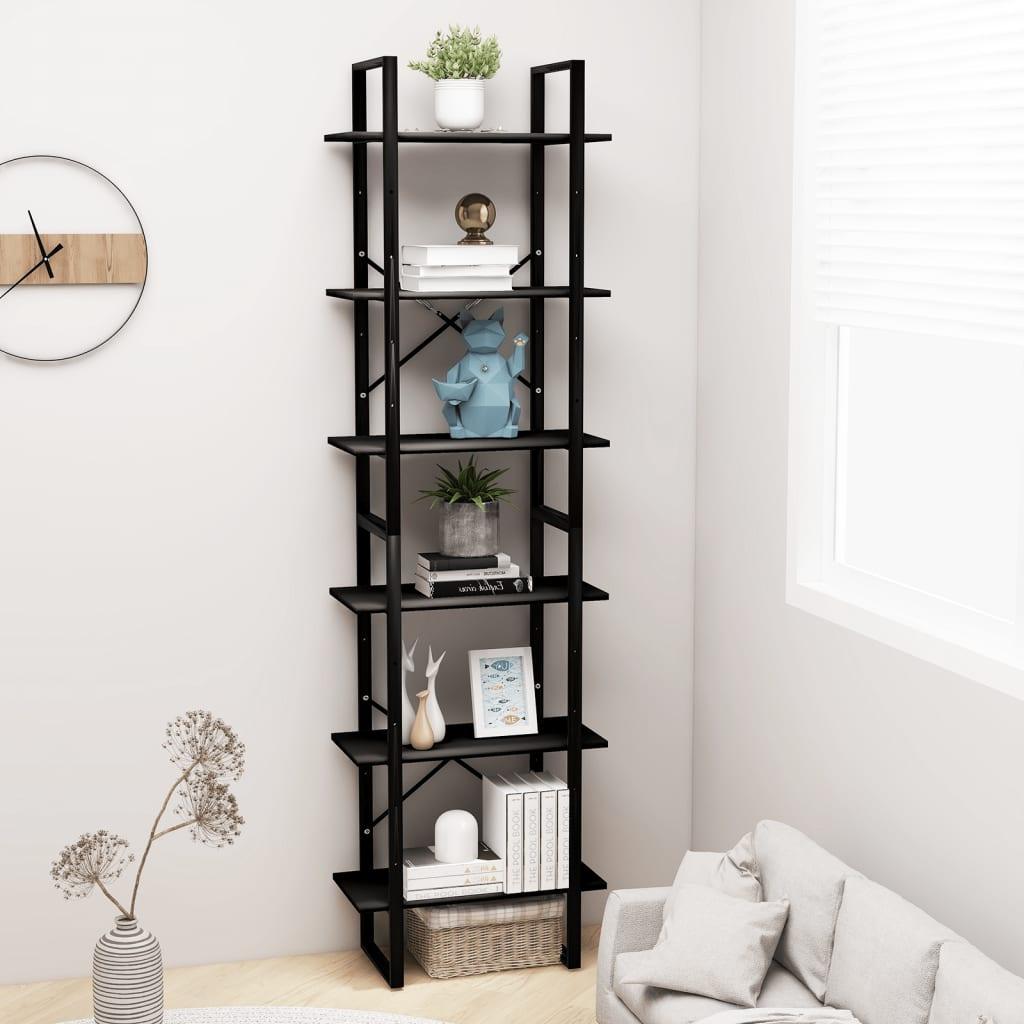 Storage Shelf Black 60x30x210 cm Engineered Wood