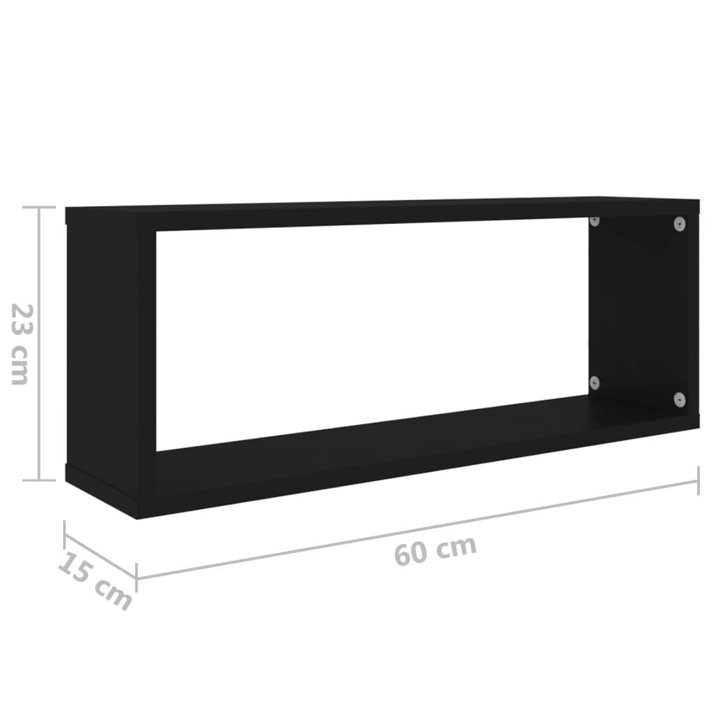 Wall Cube Shelves 2 pcs Black 60x15x23 cm Engineered Wood
