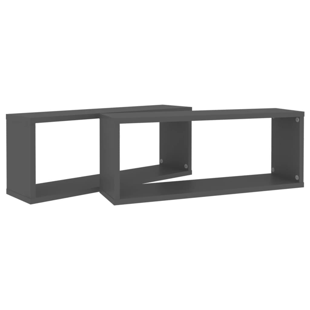 Wall Cube Shelves 2 pcs Grey 60x15x23 cm Engineered Wood