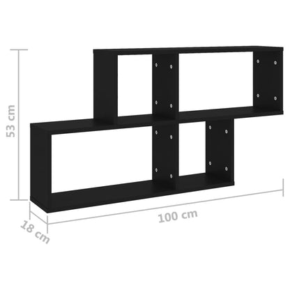 Wall Shelf Black 100x18x53 cm Engineered Wood