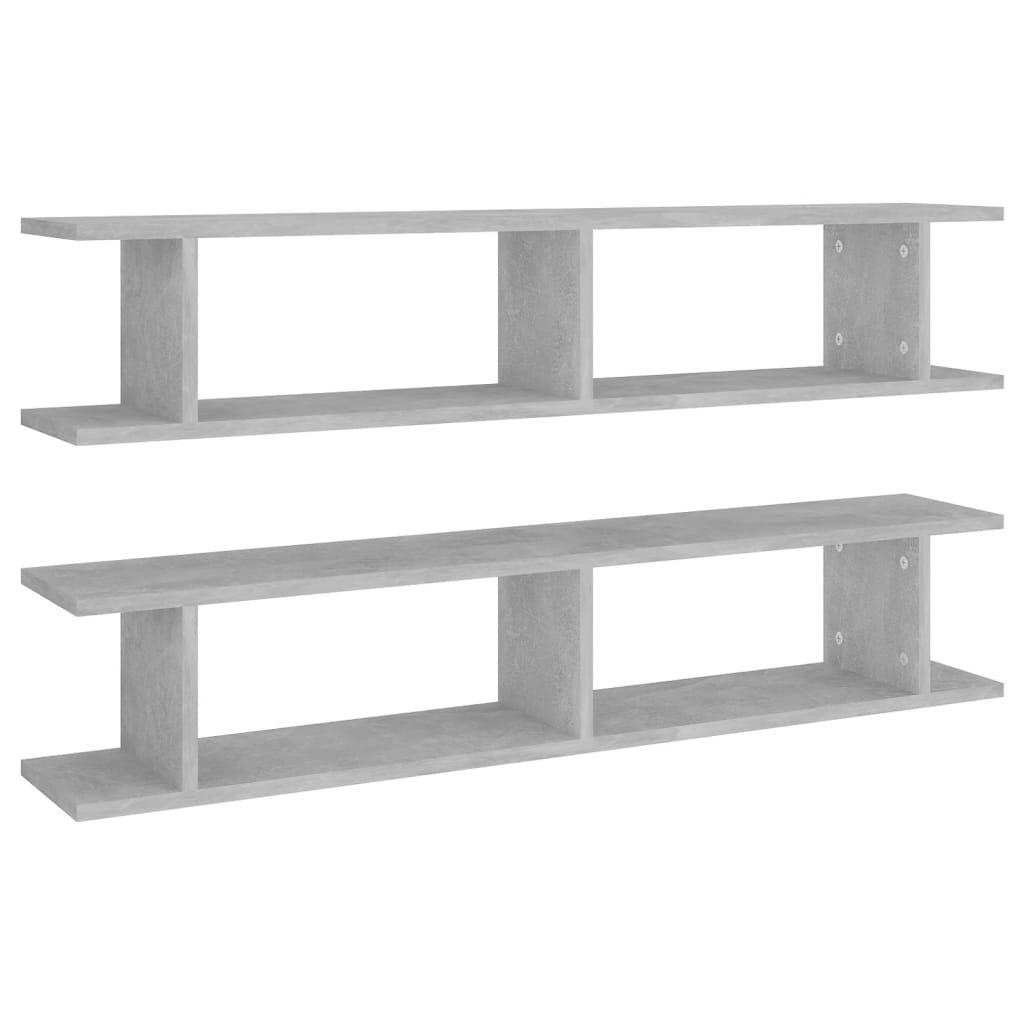 Wall Shelves 2 pcs Concrete Grey 105x18x20 cm Engineered Wood