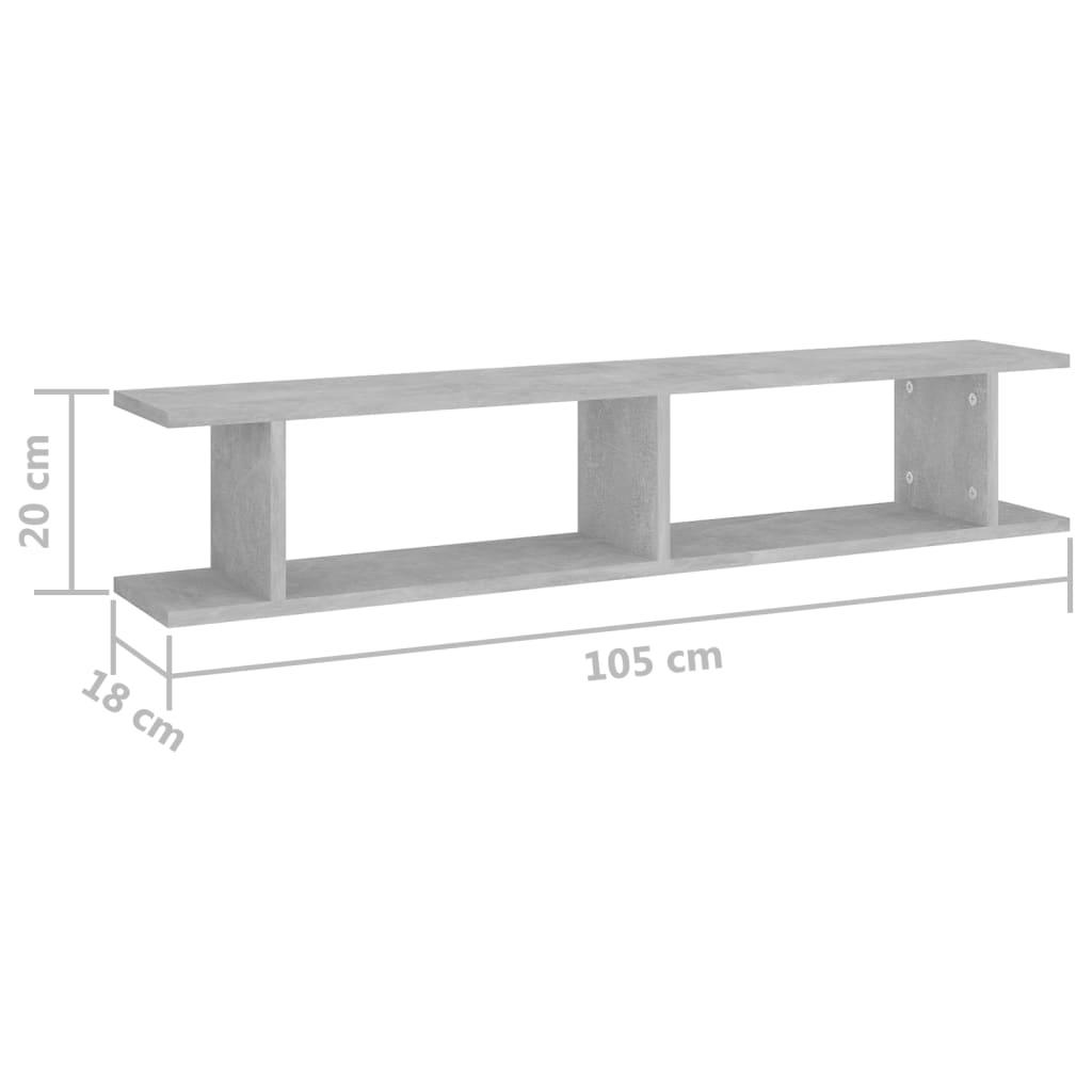 Wall Shelves 2 pcs Concrete Grey 105x18x20 cm Engineered Wood