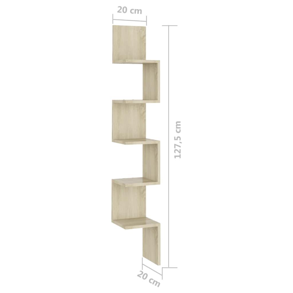 Wall Corner Shelf Sonoma Oak 20x20x127.5 cm Engineered Wood