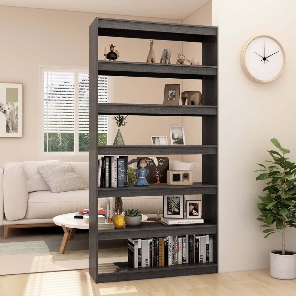Book Cabinet/Room Divider Grey 100x30x200 cm Solid Pinewood