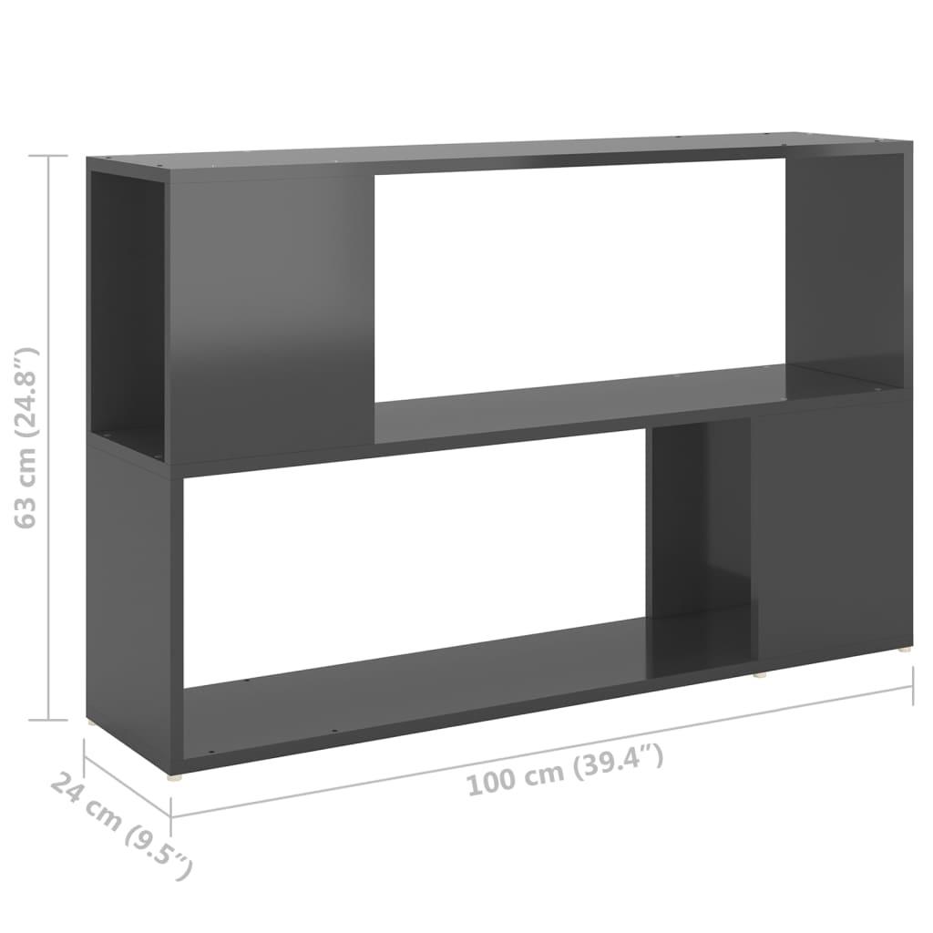 Book Cabinet High Gloss Grey 100x24x63 cm Engineered Wood