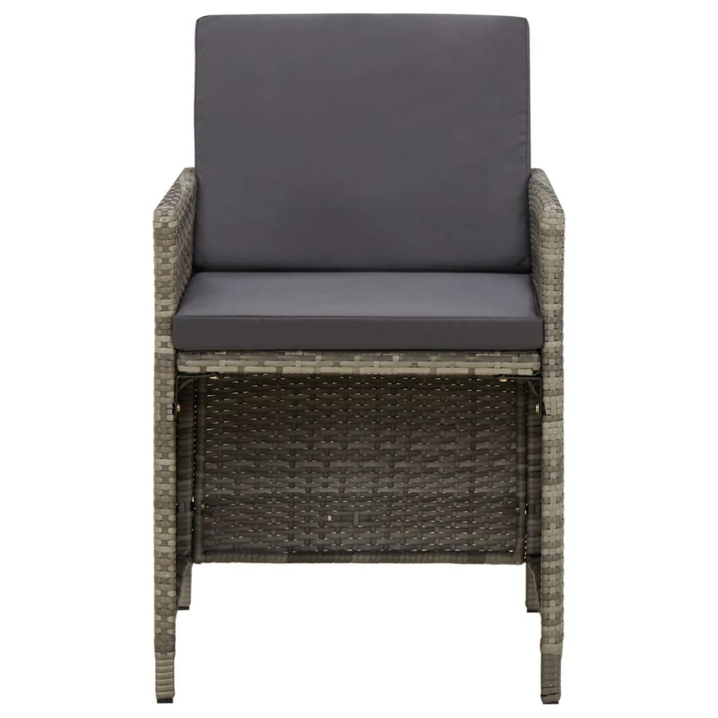 Garden Chairs with Cushions 4 pcs Poly Rattan Grey