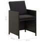 Garden Chairs with Cushions 2 pcs Poly Rattan Black