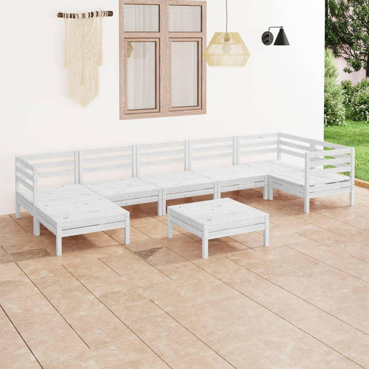8 Piece Garden Lounge Set Solid Pinewood White