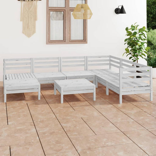 8 Piece Garden Lounge Set Solid Pinewood White