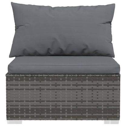 Garden Middle Sofa with Cushions Grey Poly Rattan