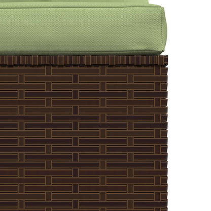 3-Seater Sofa with Cushions Brown Poly Rattan