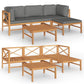5 Piece Garden Lounge Set with Grey Cushions Solid Teak Wood