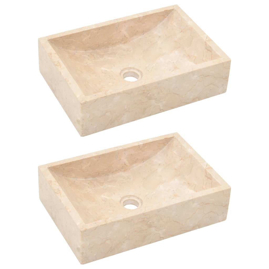 Bathroom Vanity Cabinet with Cream Marble Sinks Solid Wood Teak