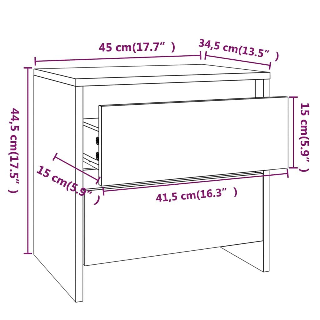 Bedside Cabinets 2 pcs High Gloss White 45x34.5x44.5 cm Engineered Wood
