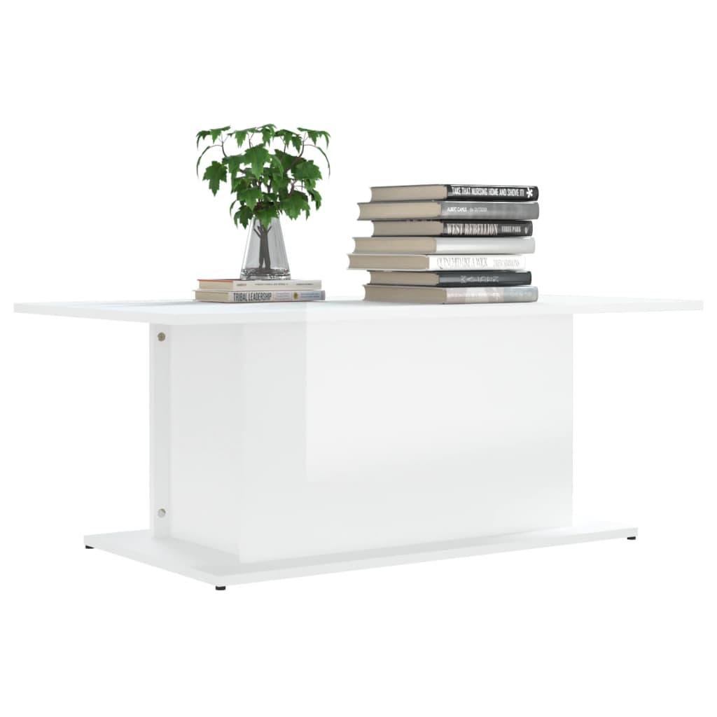 Coffee Table High Gloss White 102x55.5x40 cm Engineered Wood