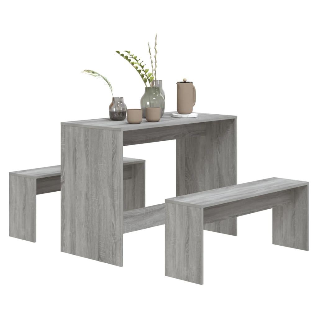 3 Piece Dining Set Grey Sonoma Engineered Wood